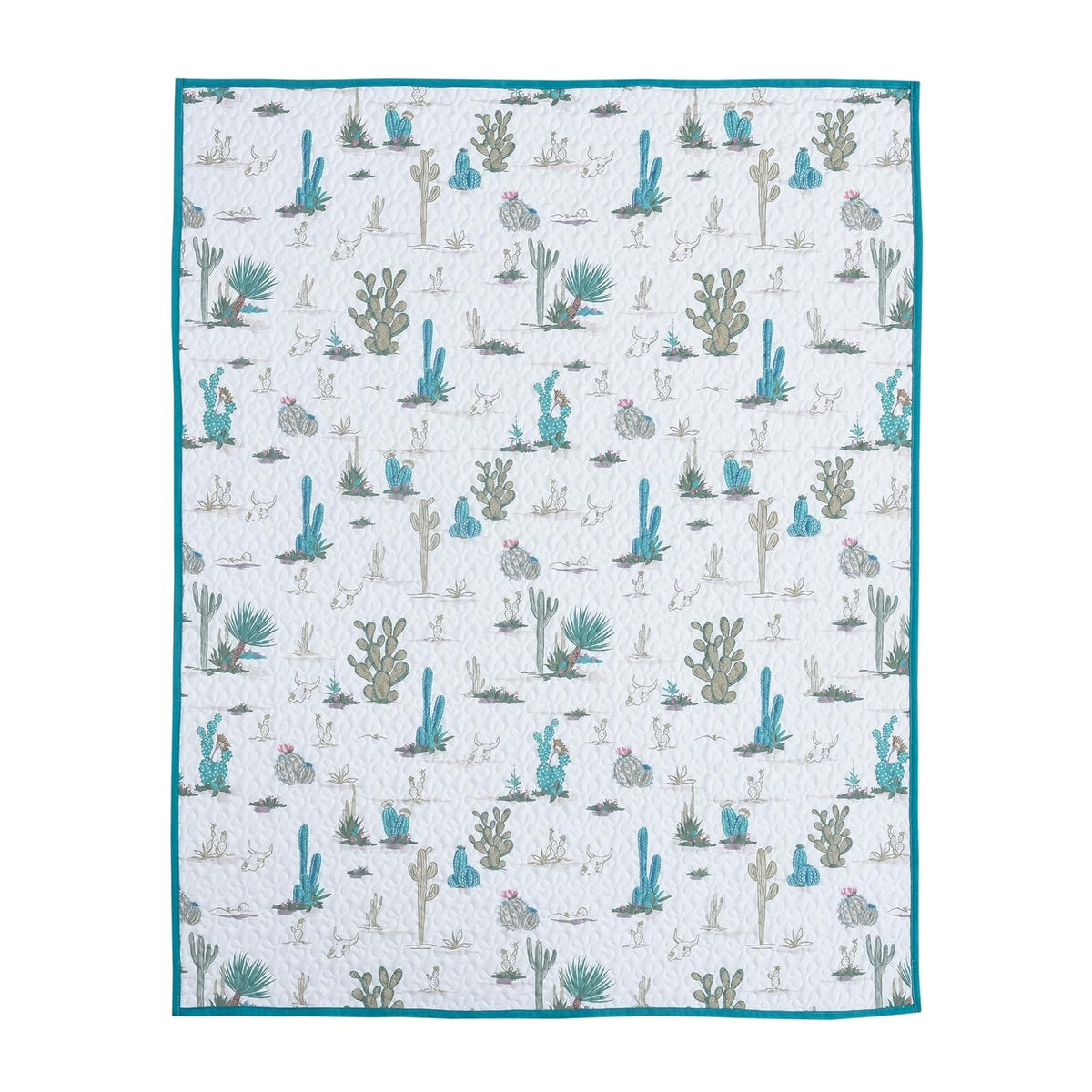 De Leon Collections Blanket, 60 inch x50, White/Teal/Green