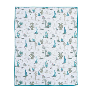 De Leon Collections Blanket, 60 inch x50, White/Teal/Green