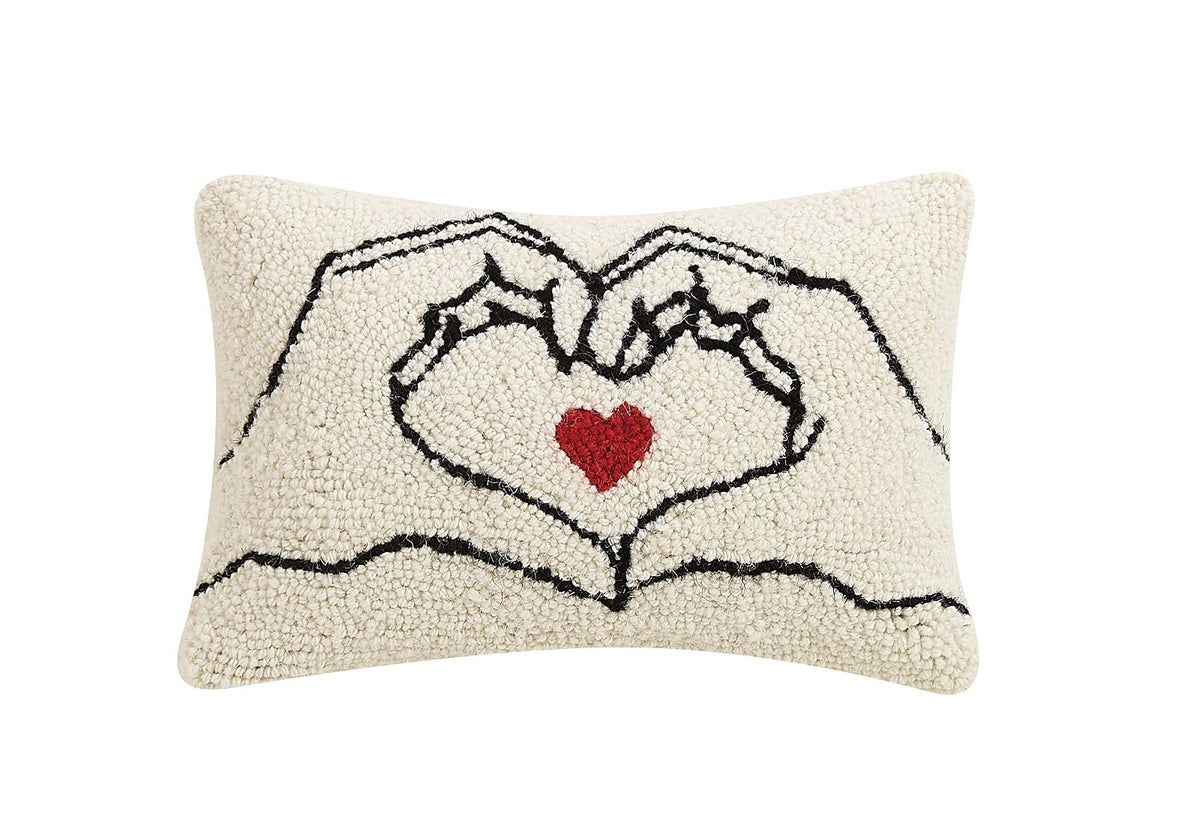 Peking Handicraft 30TG638C12OB Poly Filled Hook Throw Pillow, Wool and Cotton (Heart Hands, 12-inch Length)