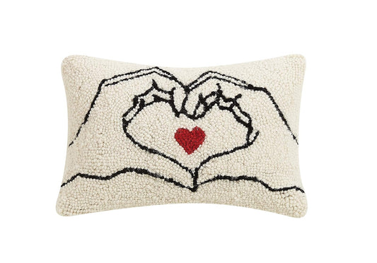 Peking Handicraft 30TG638C12OB Poly Filled Hook Throw Pillow, Wool and Cotton (Heart Hands, 12-inch Length)