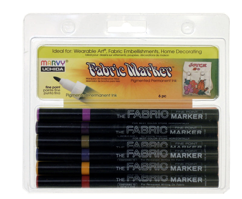 Uchida 522-6D Fabric Fine Point Marker, Set of 6