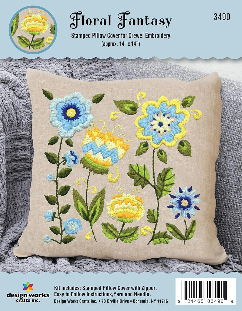 Design Works Crafts Inc. Floral Fantasy Crewel Pillow Kit