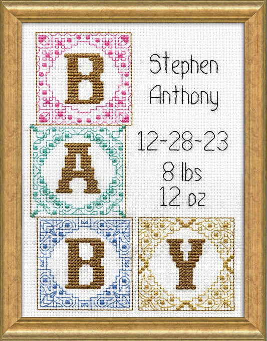 Design Works Crafts Baby Blocks Counted Cross Stitch Kit, White