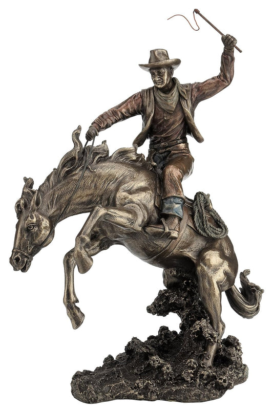 Unicorn Studio Resin Statues Bronzed Rodeo Cowboy And Bucking Bronco Statue 13 Inches Tall 9 X 15.5 X 5.5 Inches Bronze