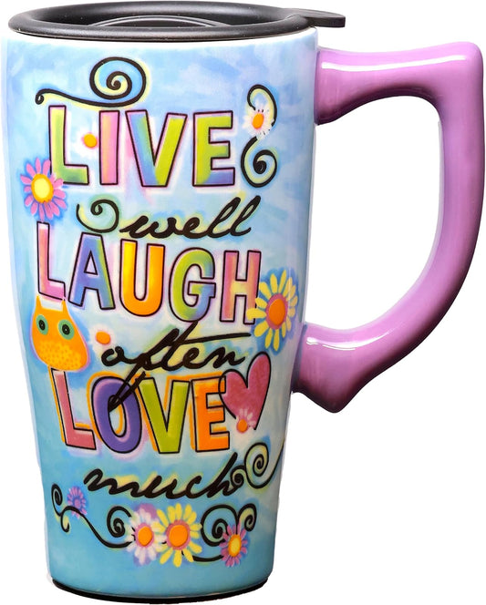 Spoontiques "Live, laugh, love" Travel Mug, Multicolor