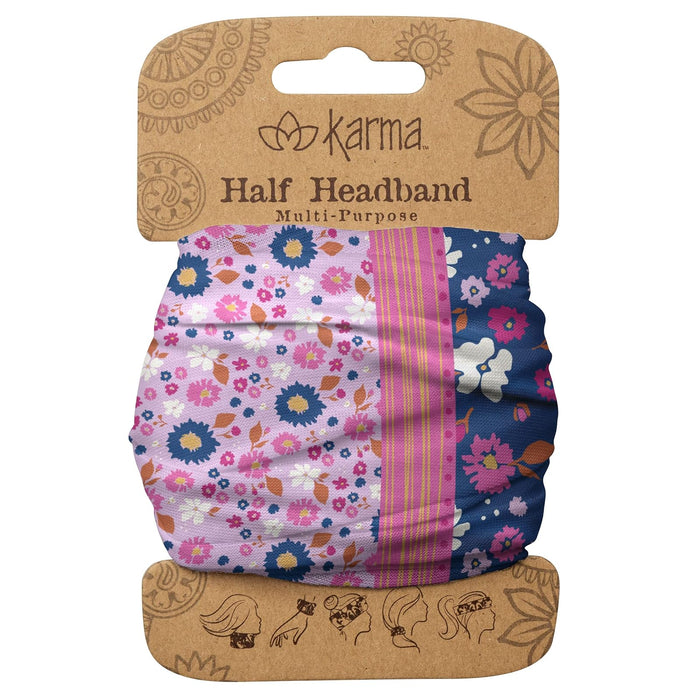 Karma Lilac Split Floral Headband for Women - Medium - Fabric Headband and Stretchy Hair Scarf - Lilac