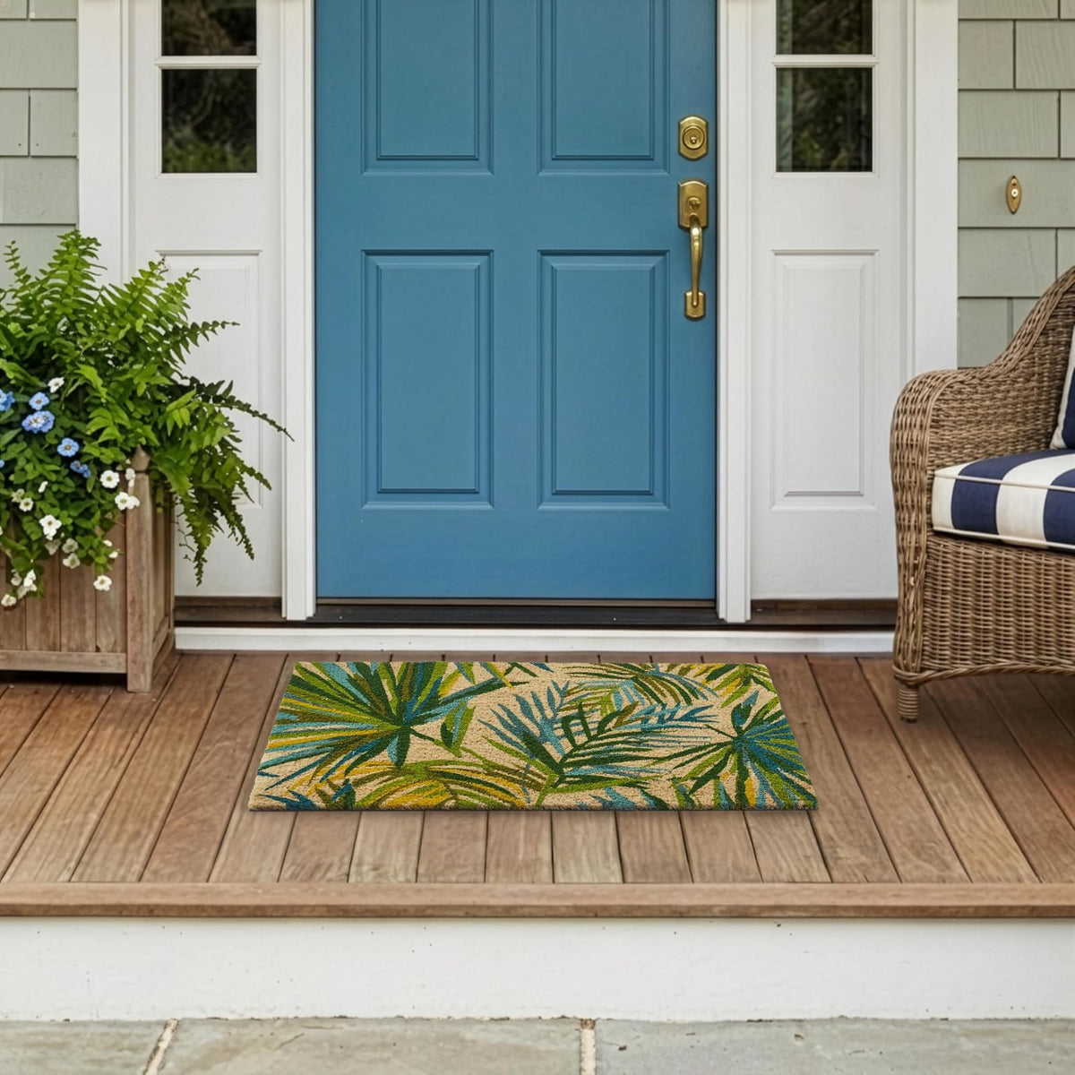 Home Furnishings By Larry Traverso Rug, 18" x 30", Palm Leaves