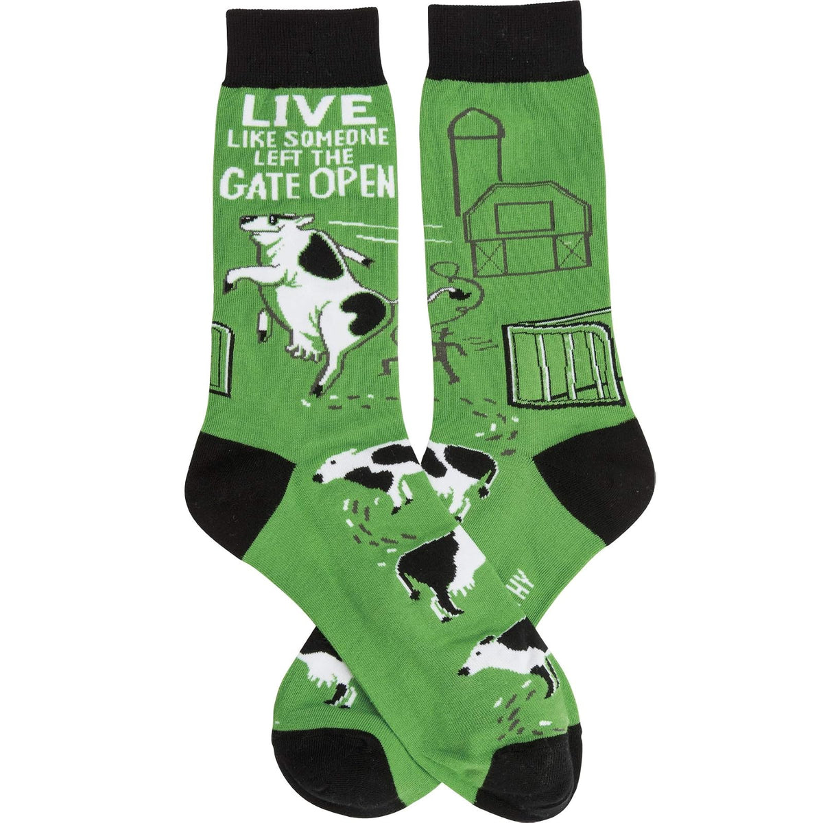 Primitives by Kathy Socks, Green White & Black, Gift Socks