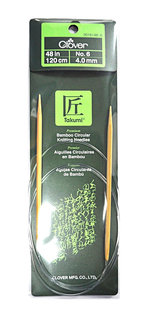 Clover Takumi Bamboo Circular 48-Inch Knitting Needles, Size 6 (3016/48-06)