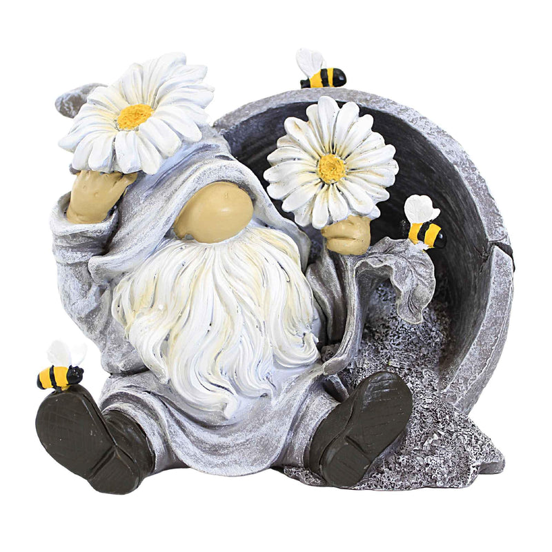 Roman Gnome in Flower Pot Garden Statue, 6.75-inch Height, Outdoor Decoration