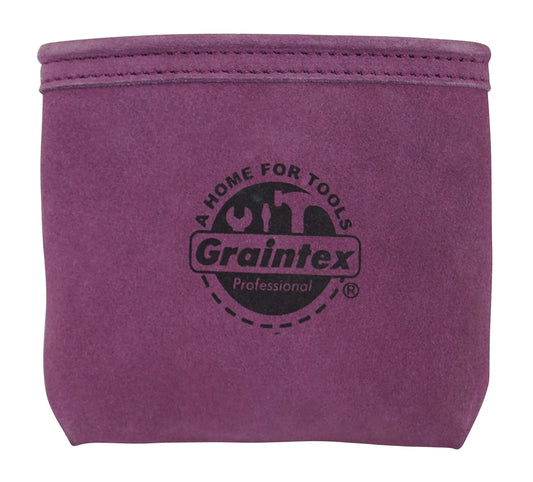 GRAINTEX SS2282 Nail Pouch with Clip Purple Color Suede Leather for Constructors, Electricians, Plumbers, Handymen