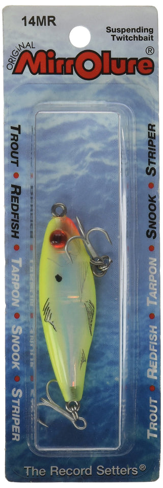 MirrOLure Fishing Hook, 2.25 Inch 3/16 oz, Chatreuse Back-Bel/Silver