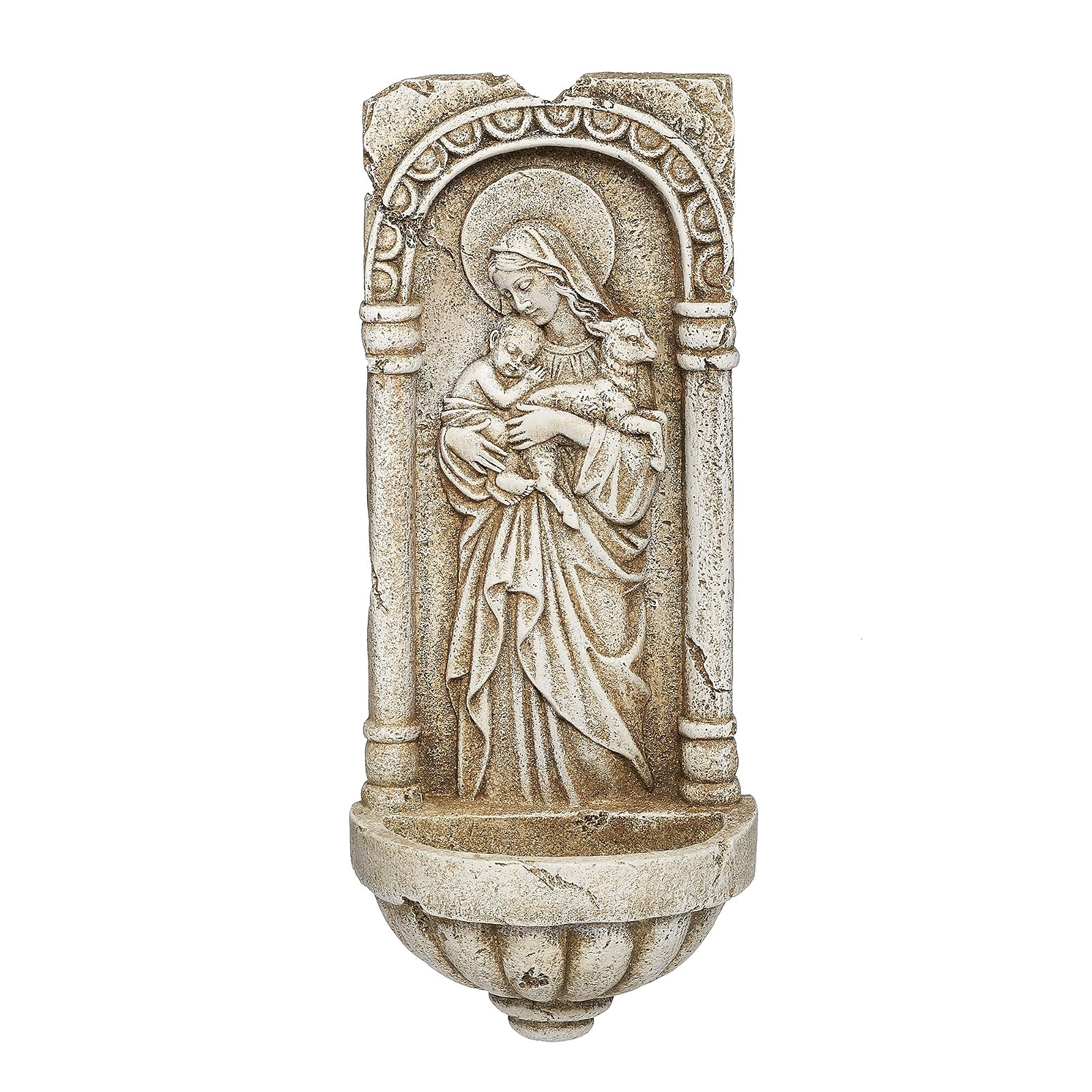 Roman Innocence Water Font Cement Finish 10.25-Inch Height