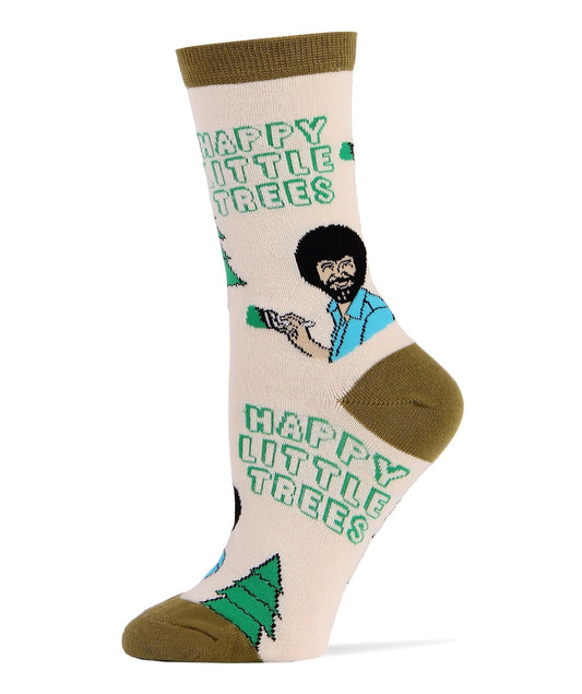 Oooh Yeah Socks Womens Novelty Funny Crew Socks Happy Little Trees