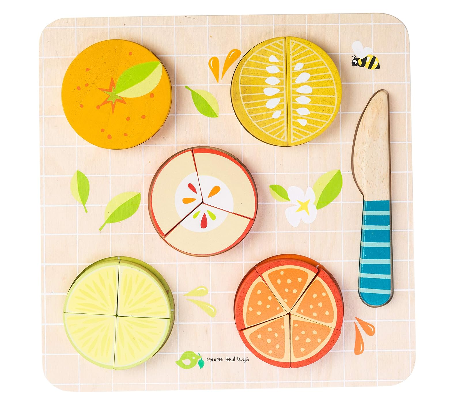 Tender Leaf Toys - Citrus Fractions - Math Learning Wooden Toys, Sorting Toys - Educational Game for 18m+