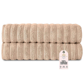 Classic Turkish Towels Towel, 2-Piece Bath Towel Set, Almond Beige