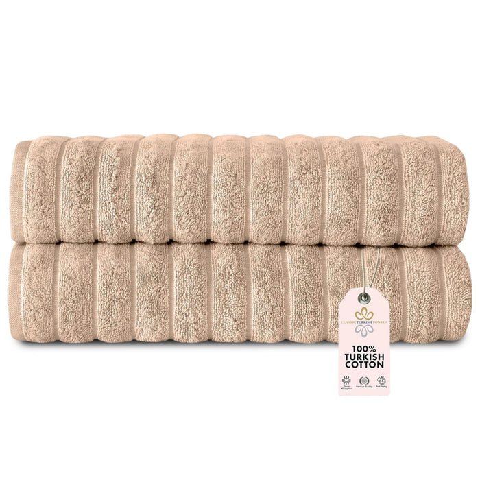 Classic Turkish Towels Towel, 2-Piece Bath Towel Set, Almond Beige