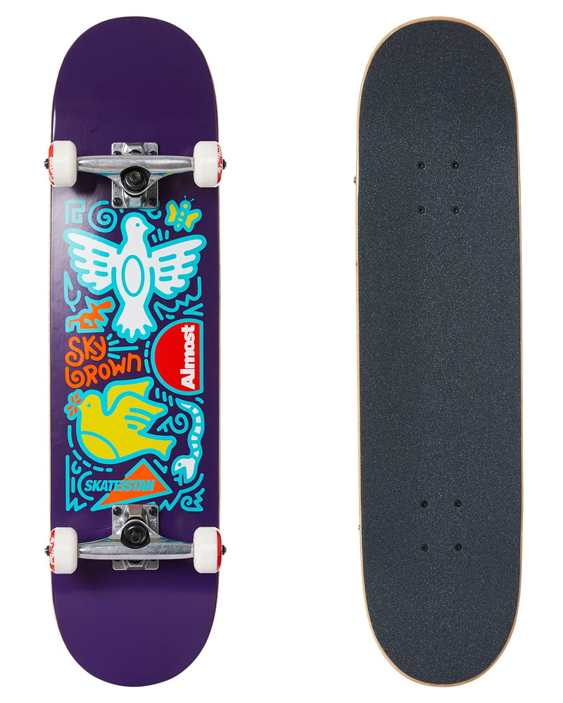 Almost Skateboard Complete Skateistan Sky Brown Doodle Purple 7.875"