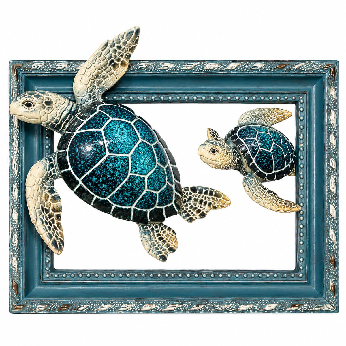 Comfy Hour Ocean Voyage with Sea Turtles Collection 7" Turtle Coastal Ocean Theme Wall Decorative Frame, Polyresin