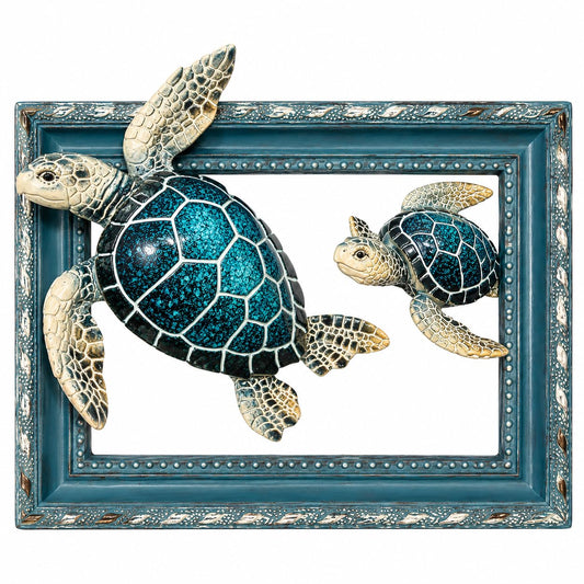 Comfy Hour Ocean Voyage with Sea Turtles Collection 7" Turtle Coastal Ocean Theme Wall Decorative Frame, Polyresin