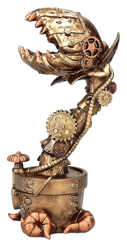 Pacific Trading Mechanical Flesh Eating Plant Steampunk Garden Venus Fly Trap Plant Resin Figurine
