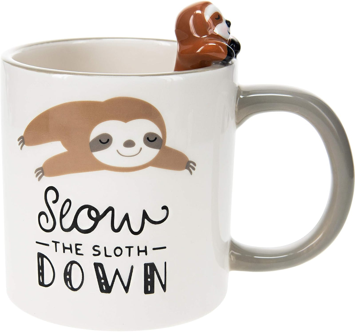 Pavilion Gift Company 45633 Slow Sloth Gray 17oz Dolomite Coffee Cup Mug