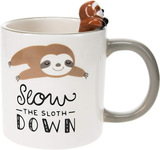Pavilion Gift Company 45633 Slow Sloth Gray 17oz Dolomite Coffee Cup Mug