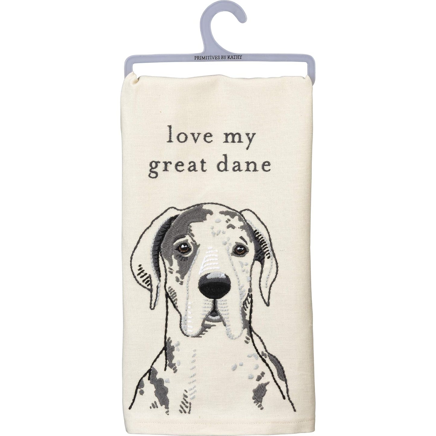 Primitives by Kathy Dish Towel Love My Great Dane