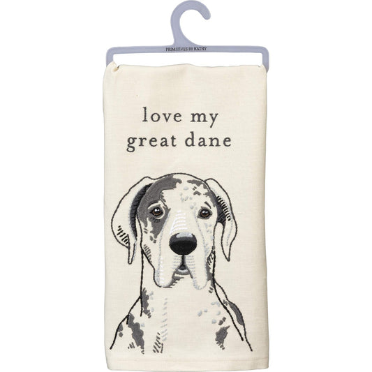 Primitives by Kathy Dish Towel Love My Great Dane