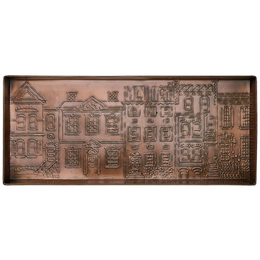 HF by LT Townhouses Pattern Metal Boot Tray, 30 x 13 inches, Antique Copper Finish