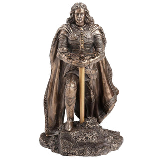 Unicorn Studio Resin Statues King Arthur Standing Pulling The Sword In The Stone Bronze Finish Statue 5.25 X 8 X 5 Inches Bronze