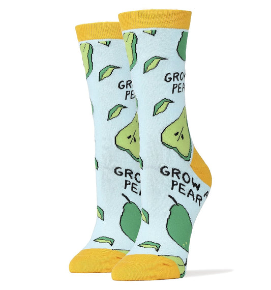 Oooh Yeah Socks Women's Crew Funny Novelty Pack Socks Grow a Pear