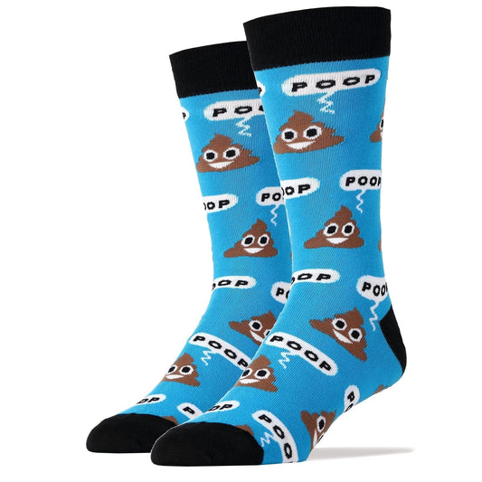 Oooh Yeah Socks Men's Luxury Combed Cotton Crew Socks Blue Poop!
