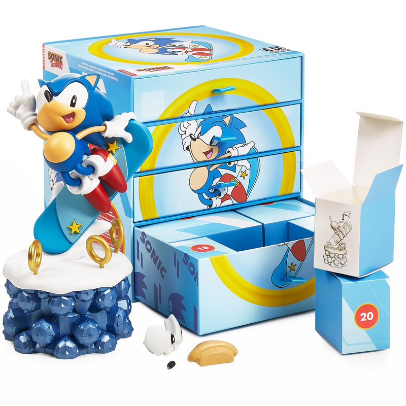 CC Countdown Characters by Numskull New Box 2023 Sonic the Hedgehog Collectible Figure - Official SEGA Merchandise - Buildable Advent Calendar Statue