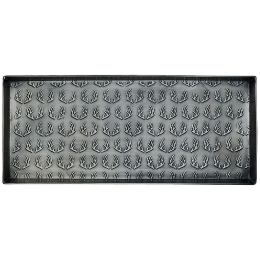 Larry Traverso Antlers Pattern Metal Boot-Tray, 30 x 13 inches, Antique Zinc Finish