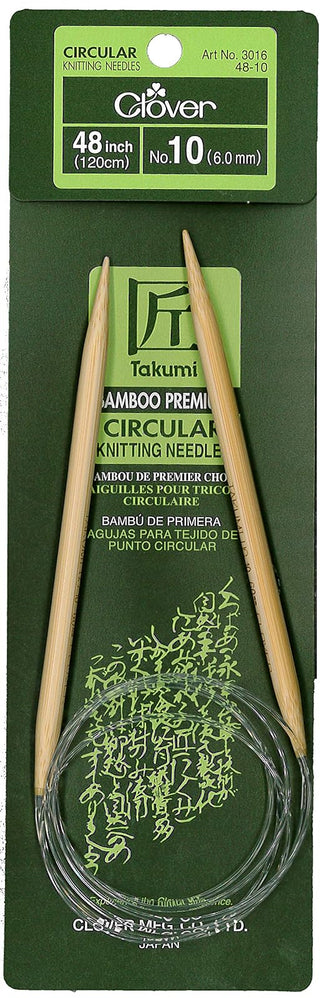 Clover Takumi Bamboo Circular 48-Inch Knitting Needles, Size 10