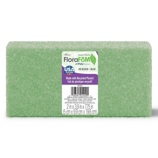 FloraCraft Styrofoam Block, 7-7/8 by 3-7/8 by 1-15/16-Inch, Green