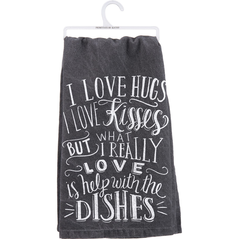 Primitives by Kathy The Dishes Towel, White/Black, 28" Square