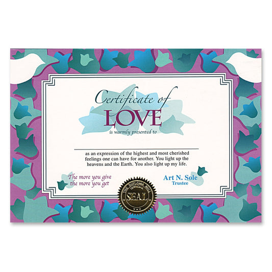 Beistle Certificate Of Love, 5" x 7", 6 Per Package