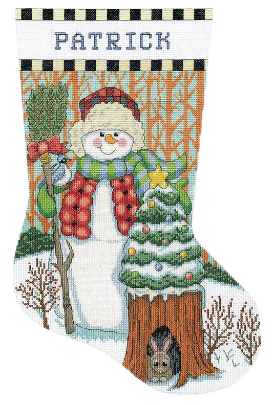 Design Works Crafts Woodland Snowman Counted Cross Stitch Stocking Kit