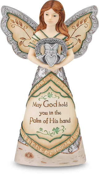 Elements Irish Blessing Angel Figurine by Pavilion 6-Inch Inscription May God Hold You in The Palm of His Hand