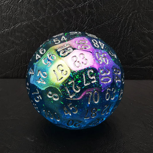 Bescon Dice Dazzling Blue 100 Sided Dice, Game Dice D100, Polyhedral Solid 100 Sides Dice 45MM in Diameter (1.8inch)