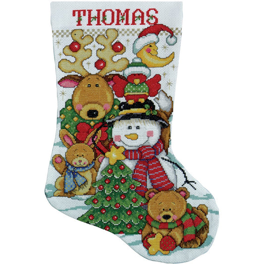 Design Works Crafts Tobin DW5410 Making New Friends Stocking Counted Cross Stitch Kit, 17-Inch Long, 14 Count
