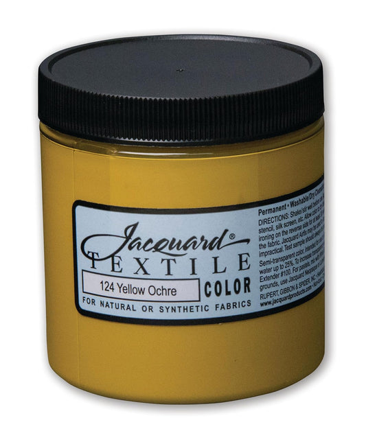 Jacquard Fabric Paint for Clothes - 8 Oz Textile Color Yellow Ochre Leaves Fabric Soft - Permanent and Colorfast - Professional Quality Paints Made in USA - Holds up Exceptionally Well to Washing