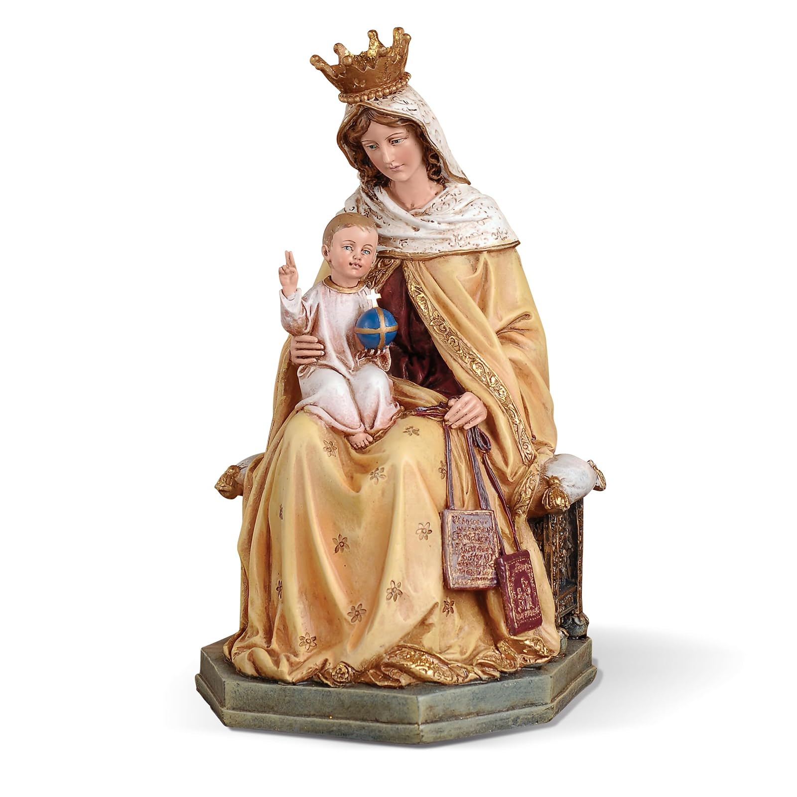Roman Our Lady of Mt. Carmel with Child 8 Inch Resin Stone Tabletop Statue Figurine