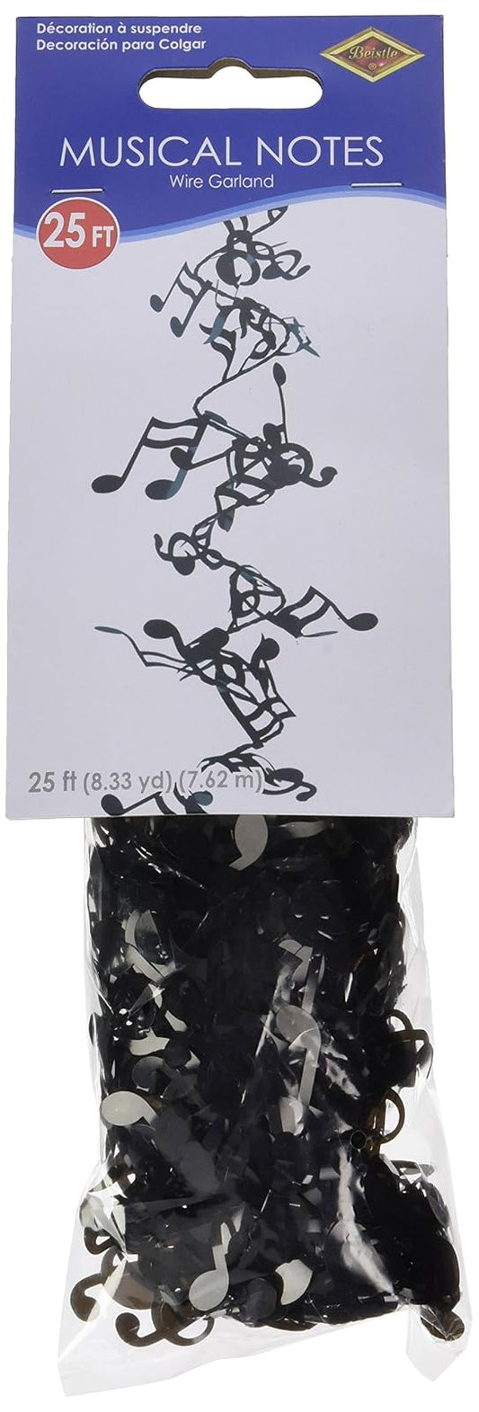 Beistle Black Musical Notes Garland (25 Ft) -1 Pc