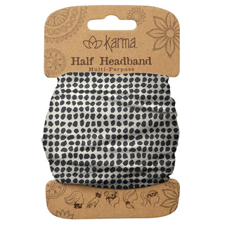 Karma Gifts Black Dots Headband for Women - Medium - Fabric Headband and Stretchy Hair Scarf - Black And White
