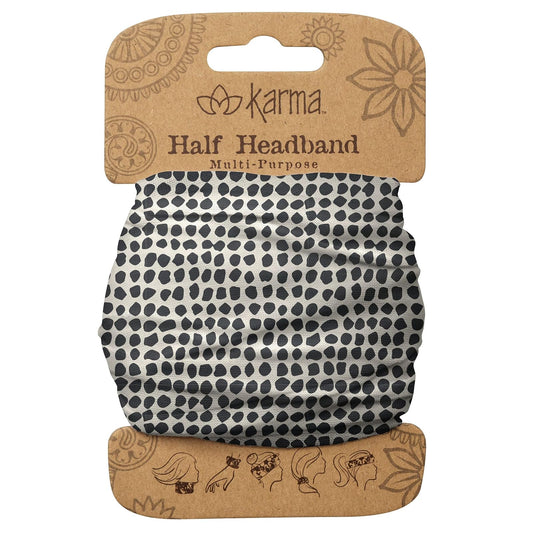 Karma Gifts Black Dots Headband for Women - Medium - Fabric Headband and Stretchy Hair Scarf - Black And White