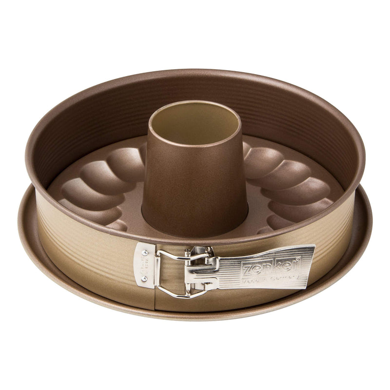 Zenker Springform "Mojave Gold" With Flat and Tubular Base, Gold/Mahagony, 10.24"