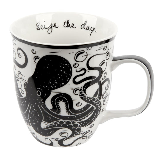 Karma Gifts Boho Black And White Mug, Octopus